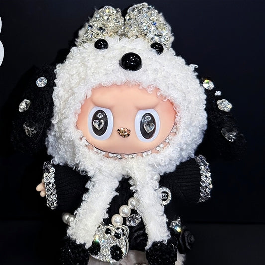 Bedazzling Service ♡ Doggy Outfit Soybean Macaron Series Black& White Classic, Playful Doll Plush Pendant