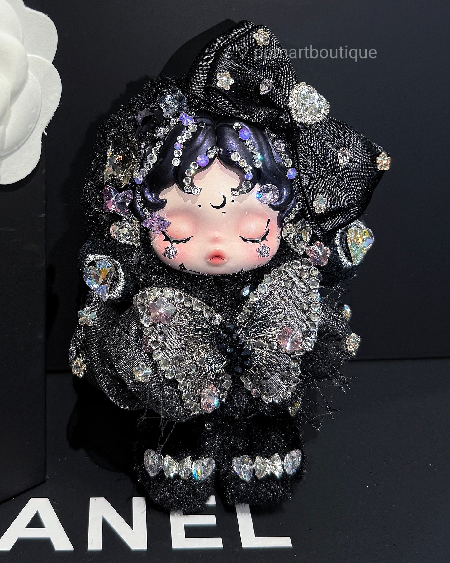 Bedazzling Service♡ You Found Me! Darkness🖤Butterfly Design Swarovski Crystal Art Work Handmade✔️🦋