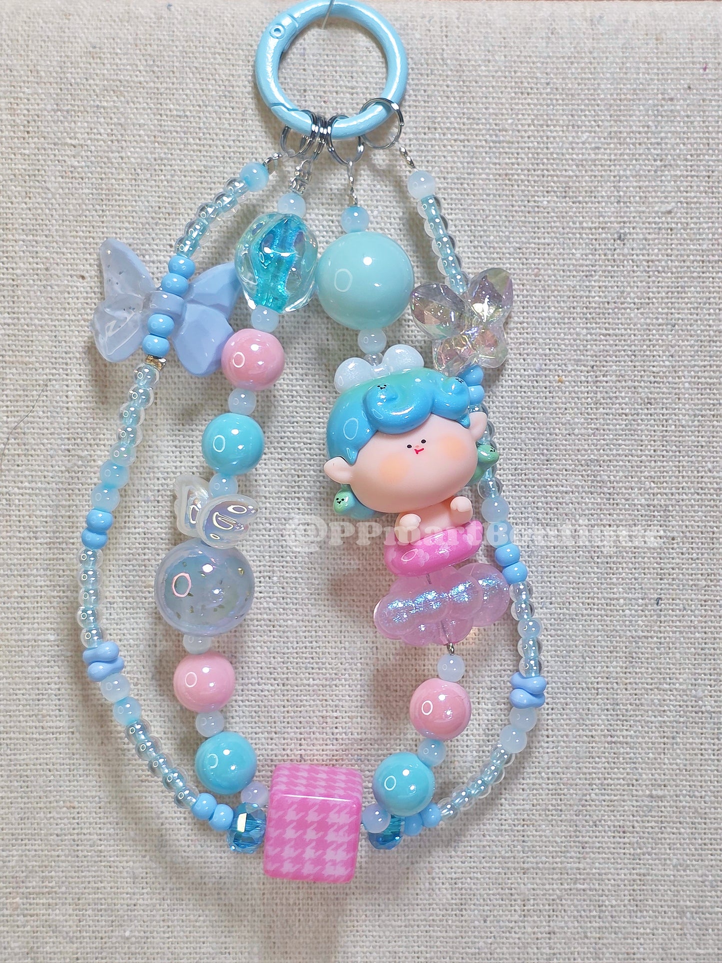 Lovely Year of Snake Mini Figure Beaded Keychain