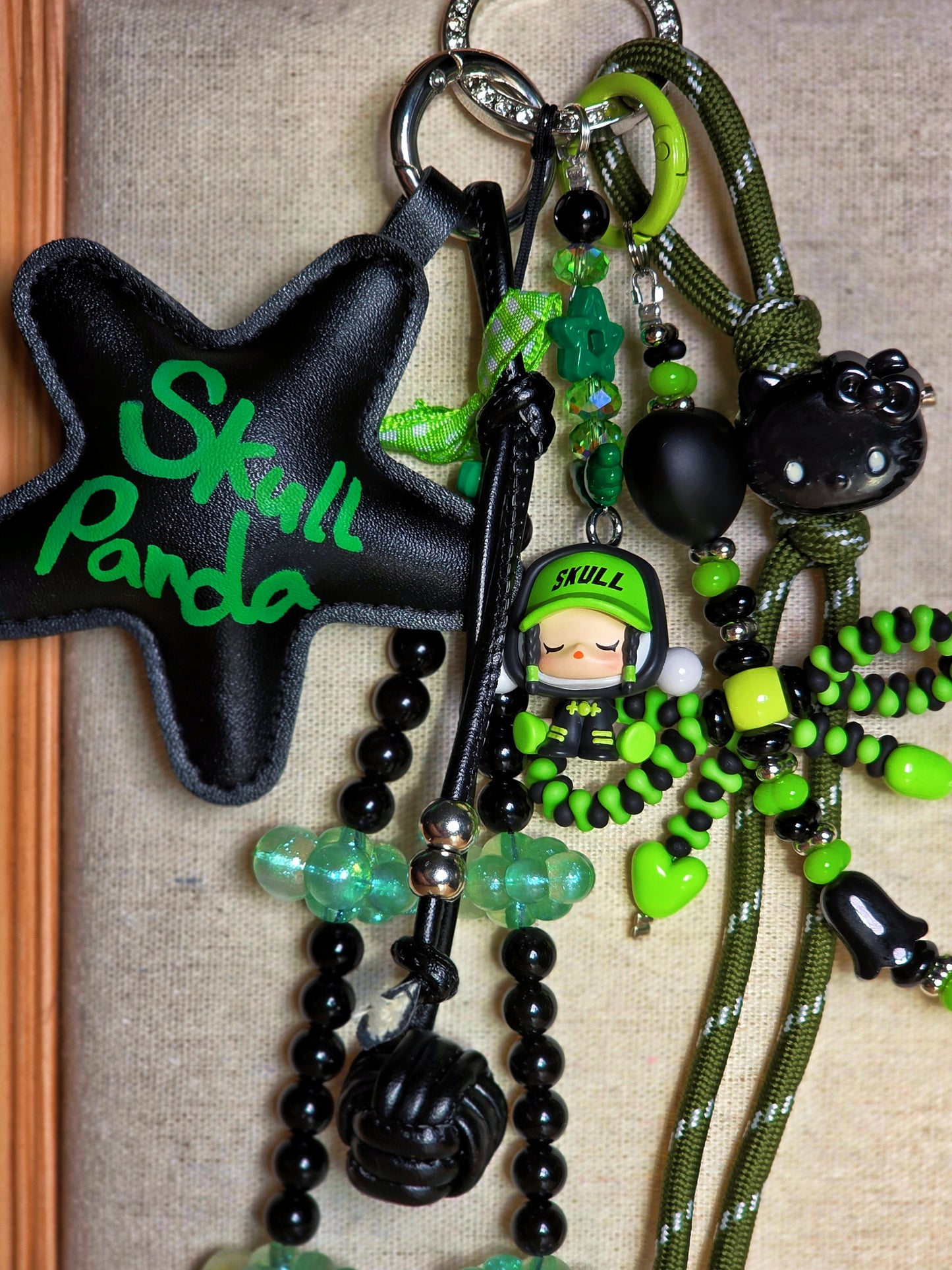 Green&Black Aesthetic Panda Bag Charm