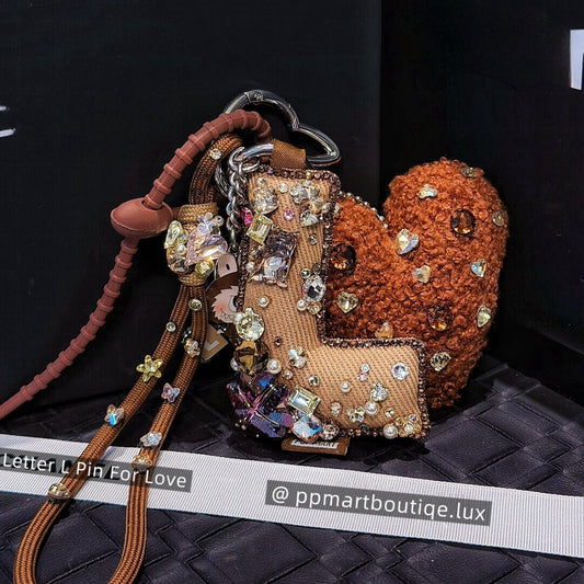 Handmade Designer Bag Charm Pin for love Letter L