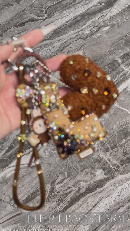 Handmade Designer Bag Charm Pin for love Letter L