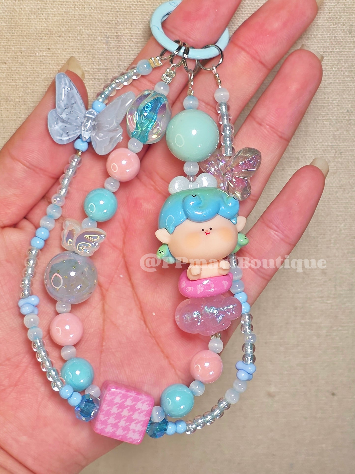 Lovely Year of Snake Mini Figure Beaded Keychain